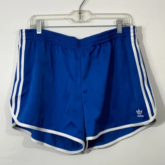 adidas Originals Women’s XL Sprinter Satin Shorts Blue 3 Stripe KC3875 Hot Pants - Picture 3 of 11